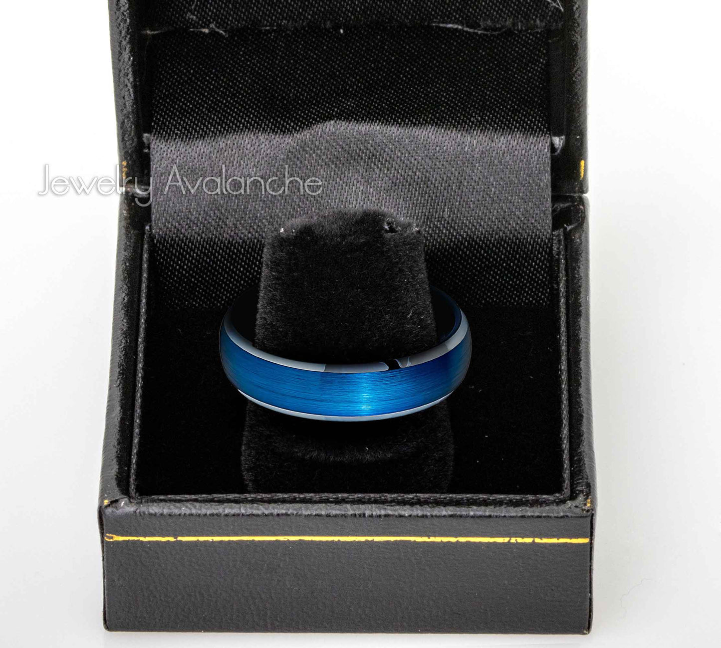 Jewelry Avalanche Blue IP Dome Brushed Center Beveled Tungsten Carbide Wedding Band, Comfort-fit, 6mm