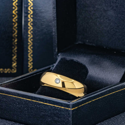 Jewelry Avalanche 7mm Dome Gold Tungsten Mens Diamond Wedding Band - Comfort Fit