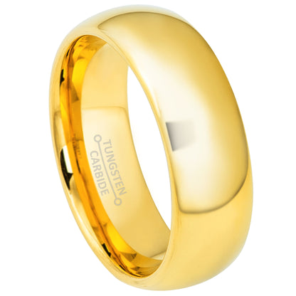 Jewelry Avalanche Mens 7mm Dome Tungsten Carbide Wedding Band - Comfort Fit Polished Gold IP