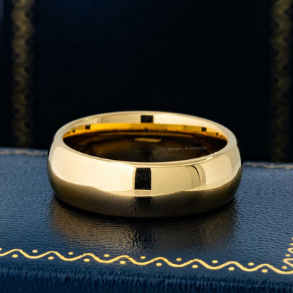 Jewelry Avalanche Mens 7mm Dome Tungsten Carbide Wedding Band - Comfort Fit Polished Gold IP