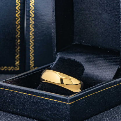 Jewelry Avalanche Mens 7mm Dome Tungsten Carbide Wedding Band - Comfort Fit Polished Gold IP