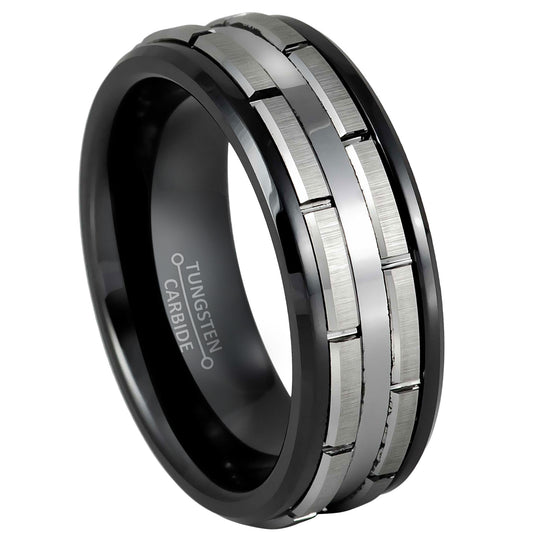jewelry-avalanche-black-and-gun-metal-ip-patterned-beveled-tungsten-carbide-wedding-band-comfort-fit-8mm