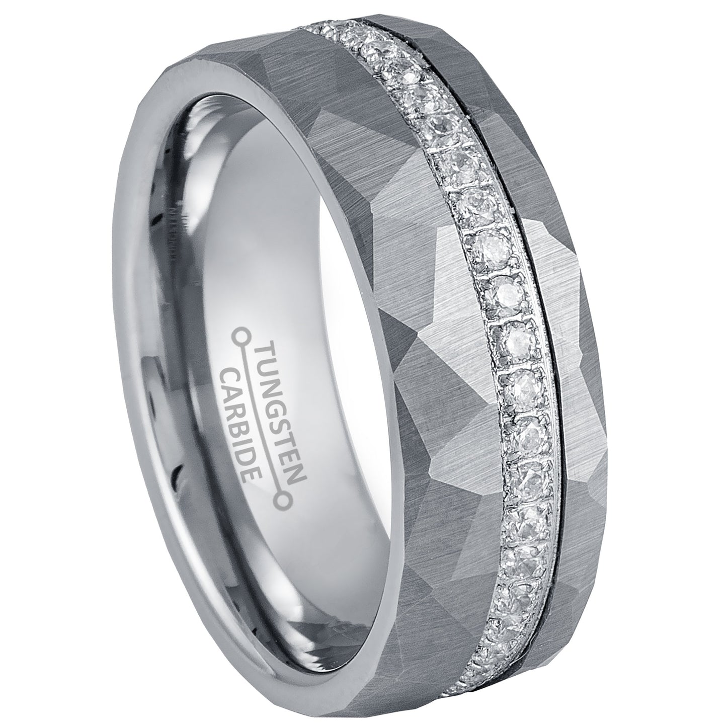 jewelry-avalanche-hammered-finish-eternity-cz-pipe-cut-tungsten-carbide-wedding-band-comfort-fit-8mm