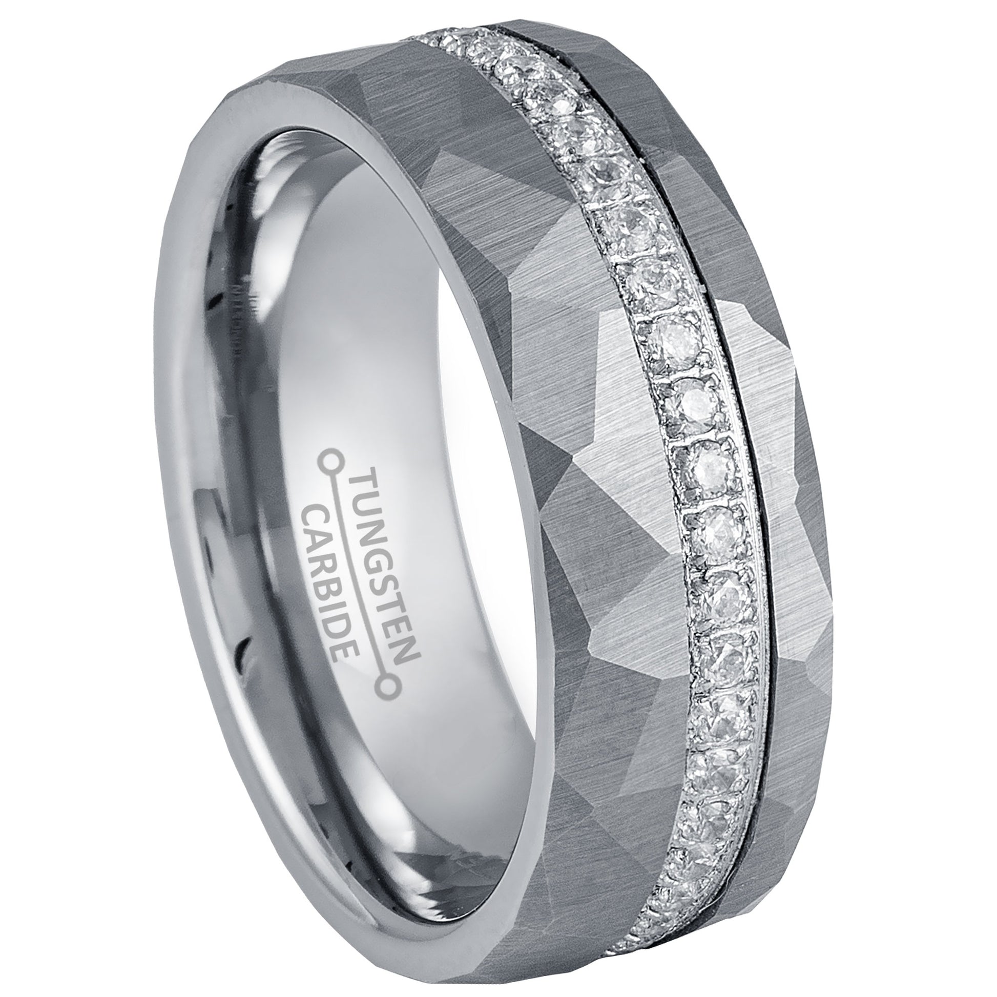jewelry-avalanche-hammered-finish-eternity-cz-pipe-cut-tungsten-carbide-wedding-band-comfort-fit-8mm