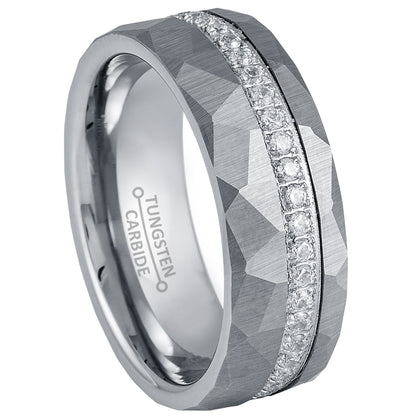 jewelry-avalanche-hammered-finish-eternity-cz-pipe-cut-tungsten-carbide-wedding-band-comfort-fit-8mm