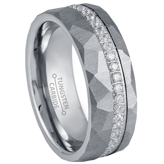 jewelry-avalanche-hammered-finish-eternity-cz-pipe-cut-tungsten-carbide-wedding-band-comfort-fit-8mm