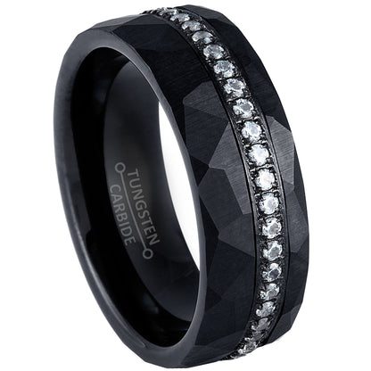 jewelry-avalanche-black-ip-hammered-finish-eternity-cz-pipe-cut-tungsten-carbide-wedding-band-comfort-fit-8mm