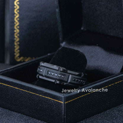 Jewelry Avalanche Black IP Sectional Set CZ Beveled Tungsten Carbide Wedding Band, Comfort-fit, 8mm