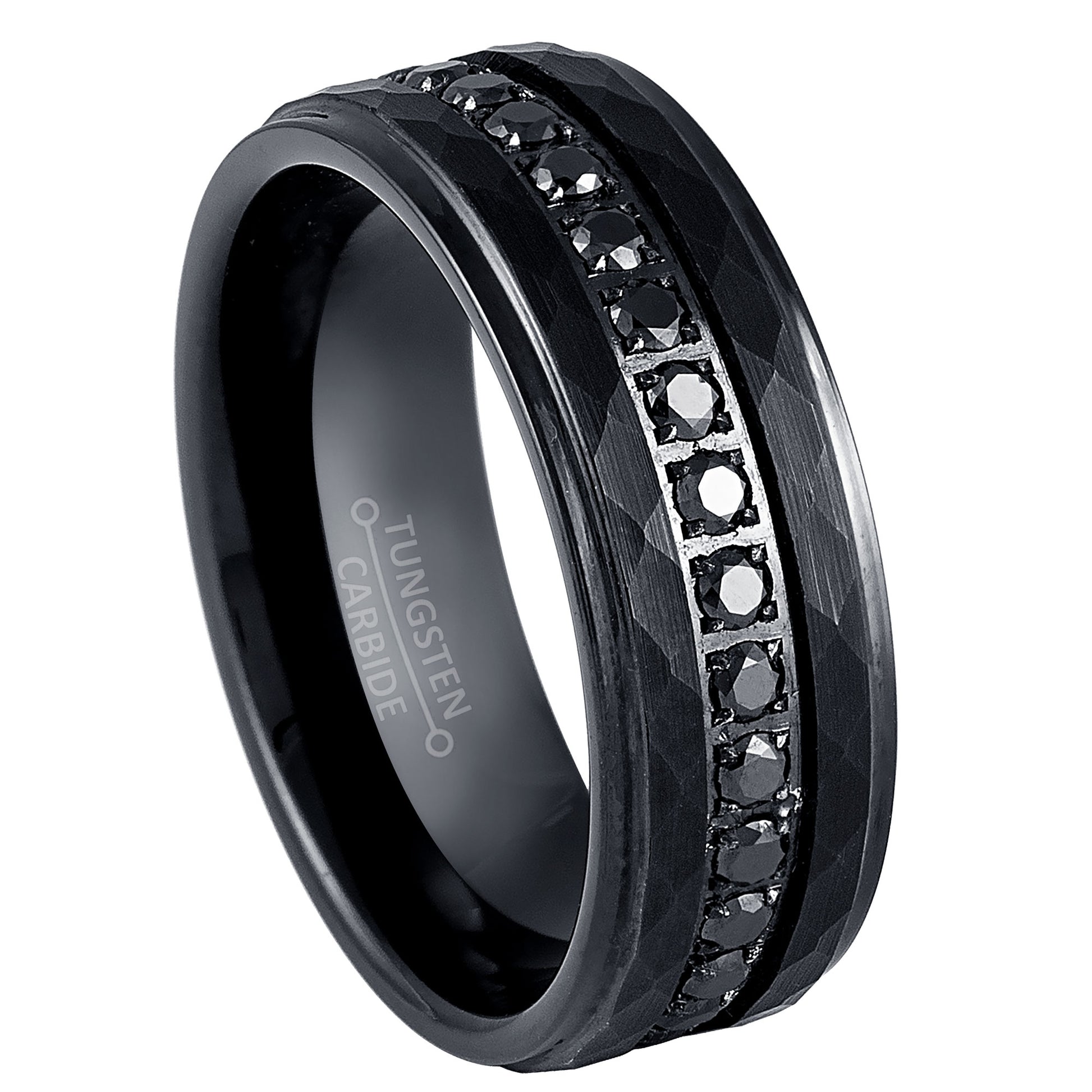 jewelry-avalanche-black-ip-hammered-finish-eternity-cz-stepped-tungsten-carbide-wedding-band-comfort-fit-8mm