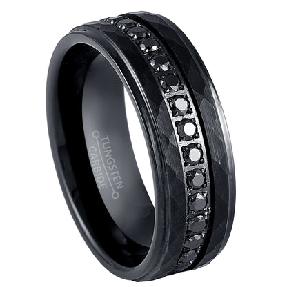jewelry-avalanche-black-ip-hammered-finish-eternity-cz-stepped-tungsten-carbide-wedding-band-comfort-fit-8mm