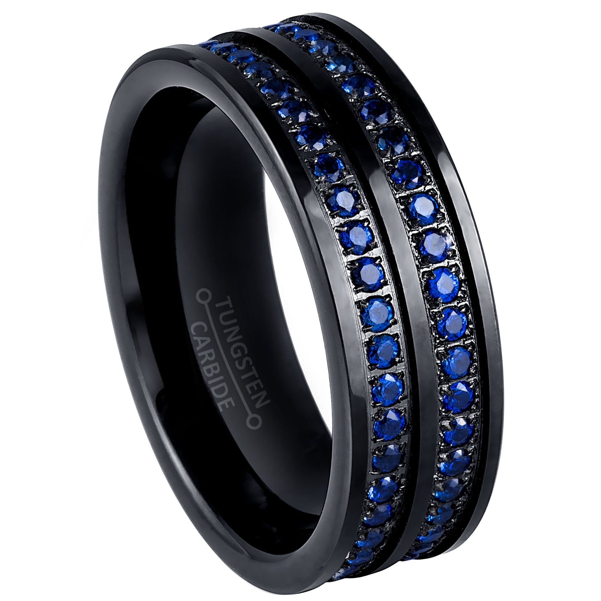 jewelry-avalanche-black-ip-double-row-eternity-blue-cz-pipe-cut-tungsten-carbide-wedding-band-comfort-fit-8mm