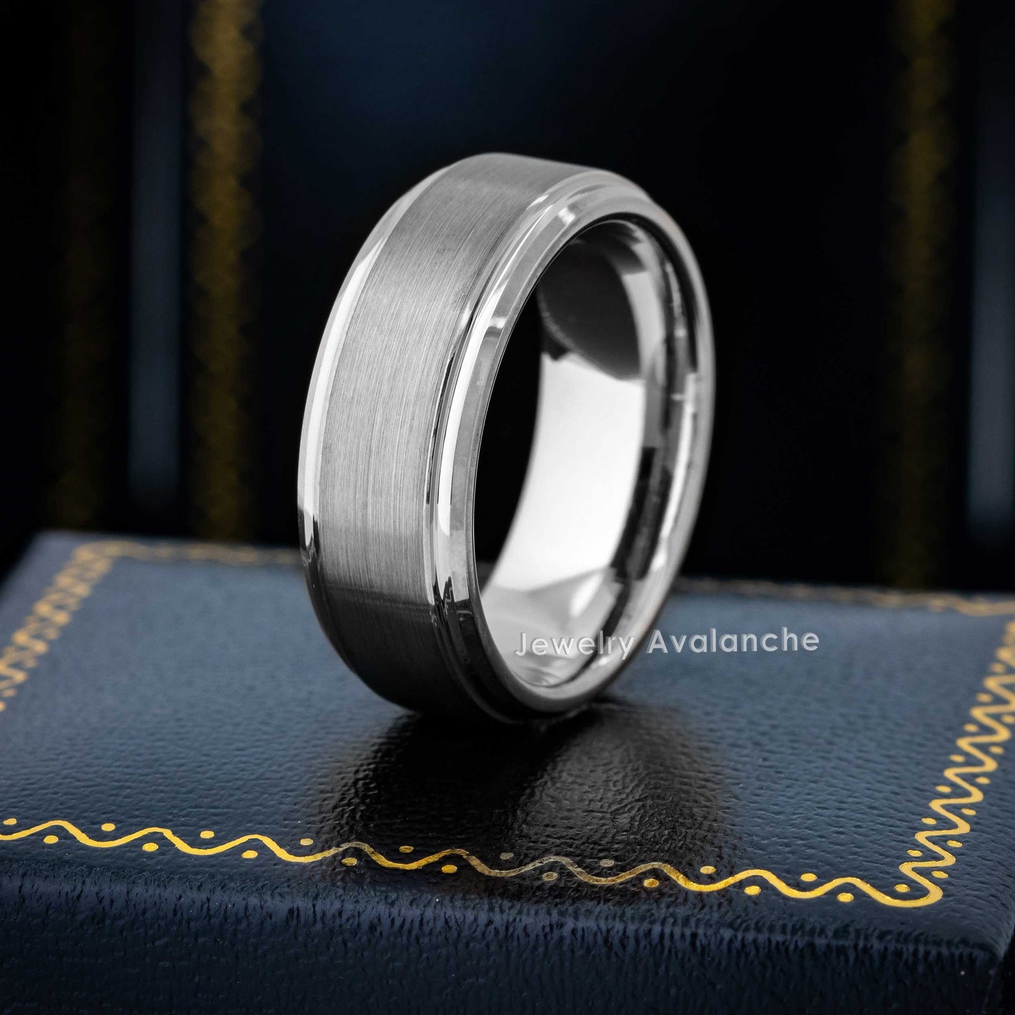 Jewelry Avalanche High Center Brushed Finish Beveled Tungsten Carbide Wedding Band, Comfort-fit, 8mm