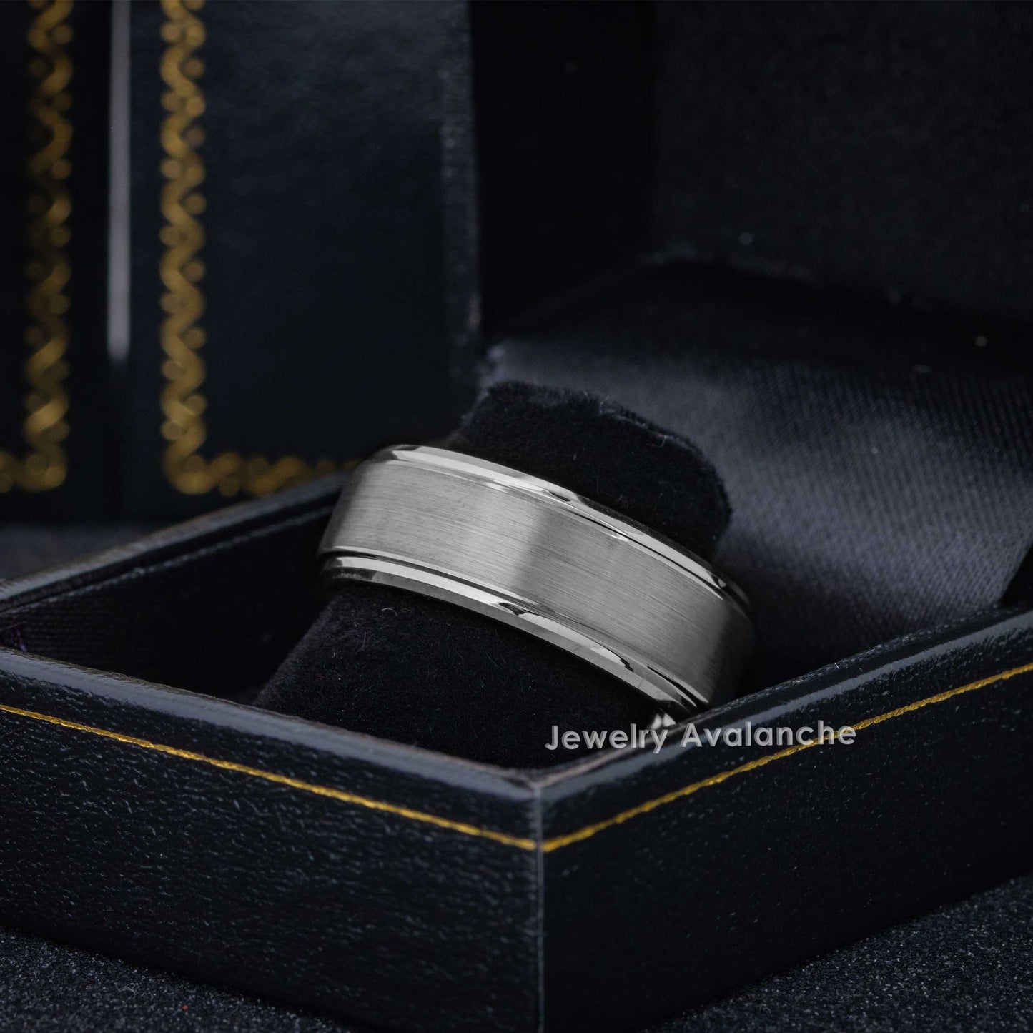 Jewelry Avalanche High Center Brushed Finish Beveled Tungsten Carbide Wedding Band, Comfort-fit, 8mm