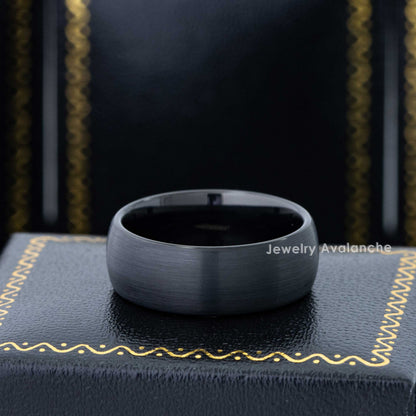Jewelry Avalanche Black Brushed Finish Dome Tungsten Carbide Wedding Band, Comfort-fit, 8mm