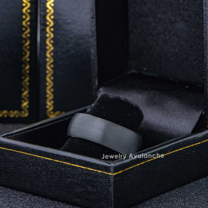 Jewelry Avalanche Black Brushed Finish Dome Tungsten Carbide Wedding Band, Comfort-fit, 8mm