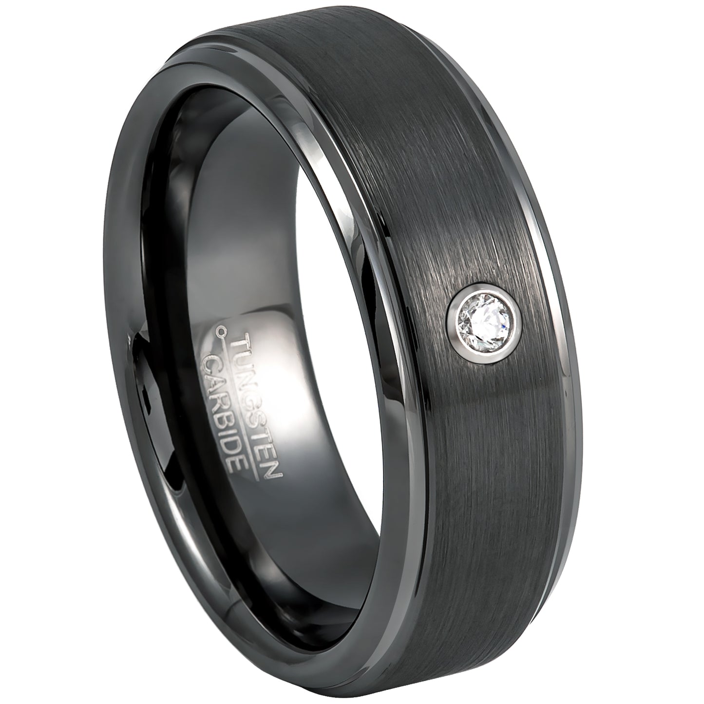 Jewelry Avalanche Mens Diamond Wedding Band Gunmetal Tungsten Carbide, Comfort-fit, 8mm