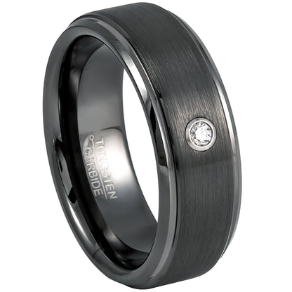 Jewelry Avalanche Mens Diamond Wedding Band Gunmetal Tungsten Carbide, Comfort-fit, 8mm