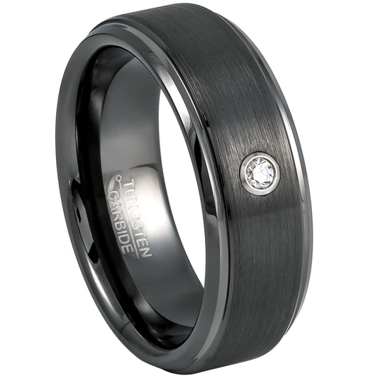 Jewelry Avalanche Mens Diamond Wedding Band Gunmetal Tungsten Carbide, Comfort-fit, 8mm