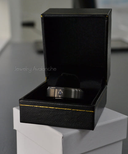 Jewelry Avalanche Mens Black Diamond Wedding Band Gunmetal Tungsten Carbide, Comfort-fit, 8mm