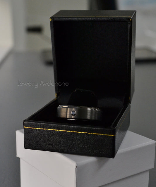 Jewelry Avalanche Mens Black Diamond Wedding Band Gunmetal Tungsten Carbide, Comfort-fit, 8mm