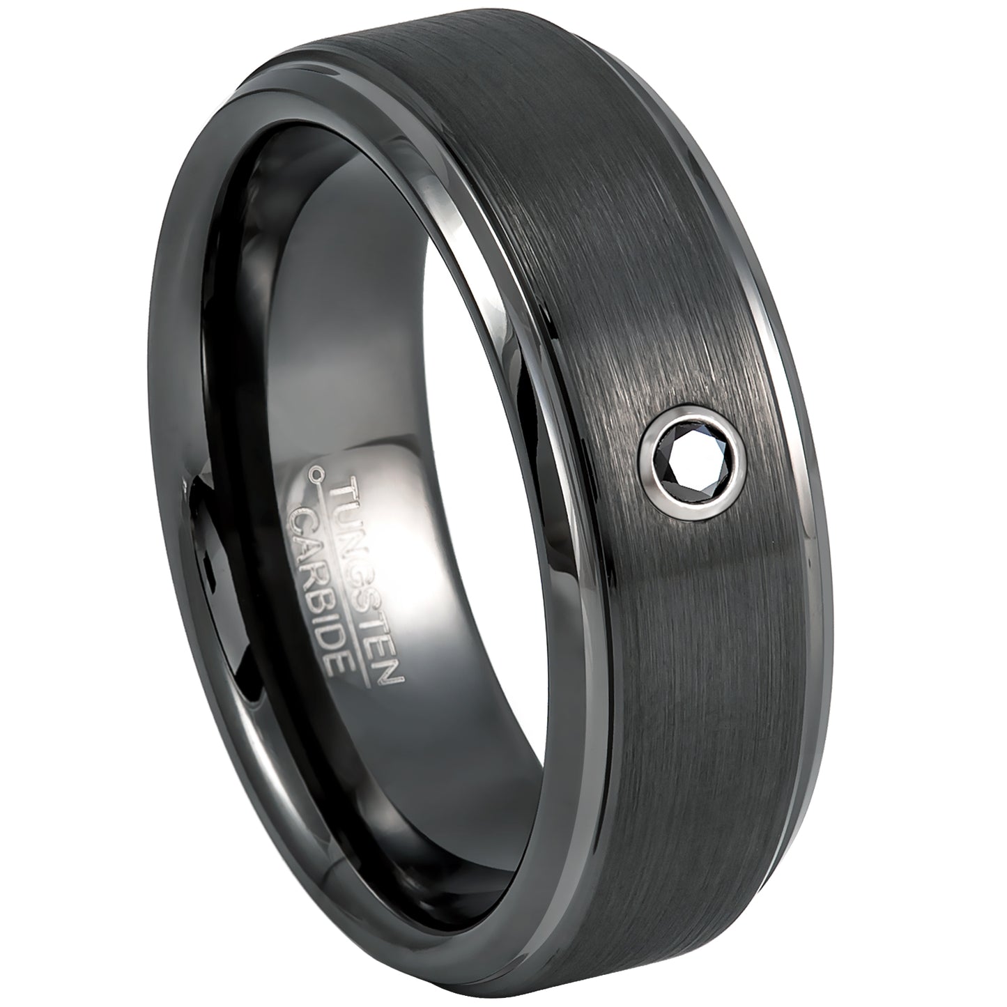 Jewelry Avalanche Mens Black Diamond Wedding Band Gunmetal Tungsten Carbide, Comfort-fit, 8mm