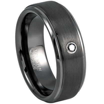 Jewelry Avalanche Mens Black Diamond Wedding Band Gunmetal Tungsten Carbide, Comfort-fit, 8mm