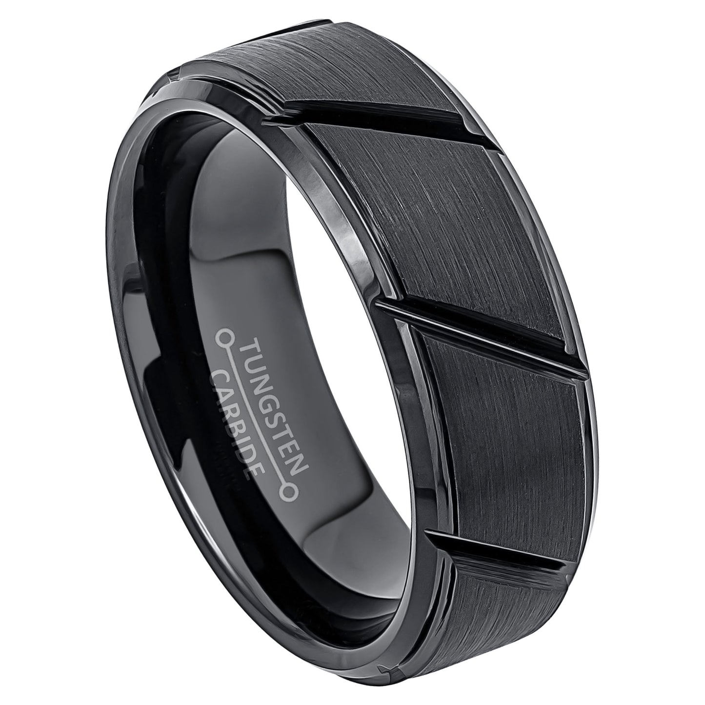 jewelry-avalanche-black-diagonal-grooves-brushed-finish-beveled-tungsten-carbide-wedding-band-comfort-fit-8mm