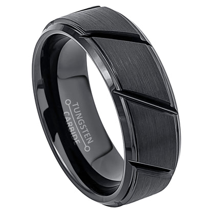 jewelry-avalanche-black-diagonal-grooves-brushed-finish-beveled-tungsten-carbide-wedding-band-comfort-fit-8mm