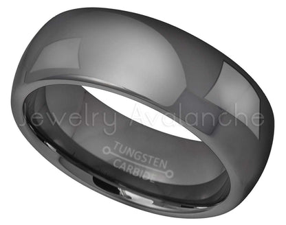 Jewelry Avalanche Mens Gunmetal Tungsten Carbide Wedding Band, Comfort-fit, Classic Dome, 8mm