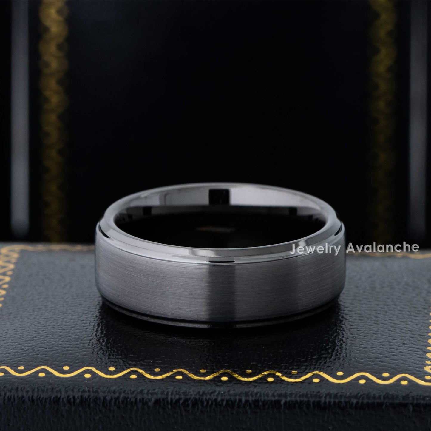 Jewelry Avalanche Mens Gunmetal Tungsten Carbide Wedding Band, Brushed, 8mm