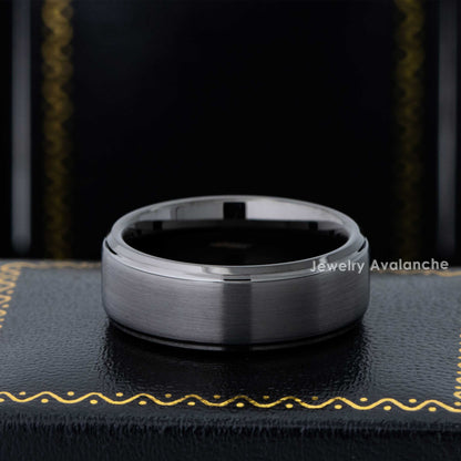 Jewelry Avalanche Mens Gunmetal Tungsten Carbide Wedding Band, Brushed, 8mm