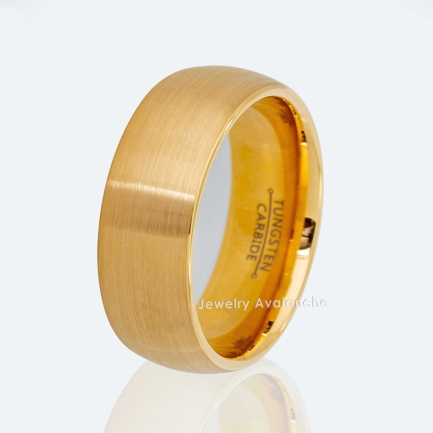 Jewelry Avalanche Gold IP Brushed Finish Dome Tungsten Carbide Wedding Band, Comfort-fit, 8mm