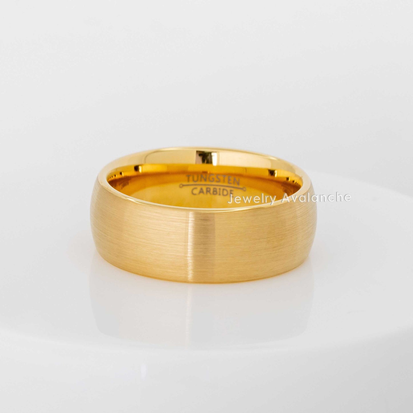 Jewelry Avalanche Gold IP Brushed Finish Dome Tungsten Carbide Wedding Band, Comfort-fit, 8mm