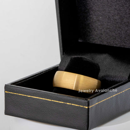 Jewelry Avalanche Gold IP Brushed Finish Dome Tungsten Carbide Wedding Band, Comfort-fit, 8mm