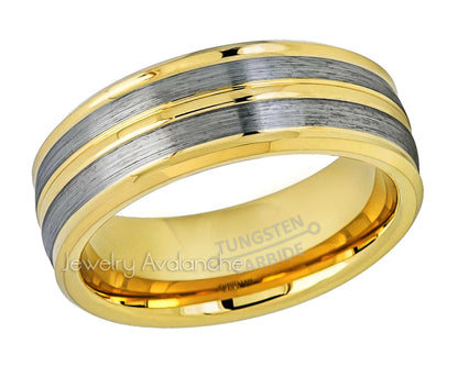 Jewelry Avalanche 2-Tone Gold & Silver Tungsten Carbide Wedding Band, Comfort-fit, 8mm