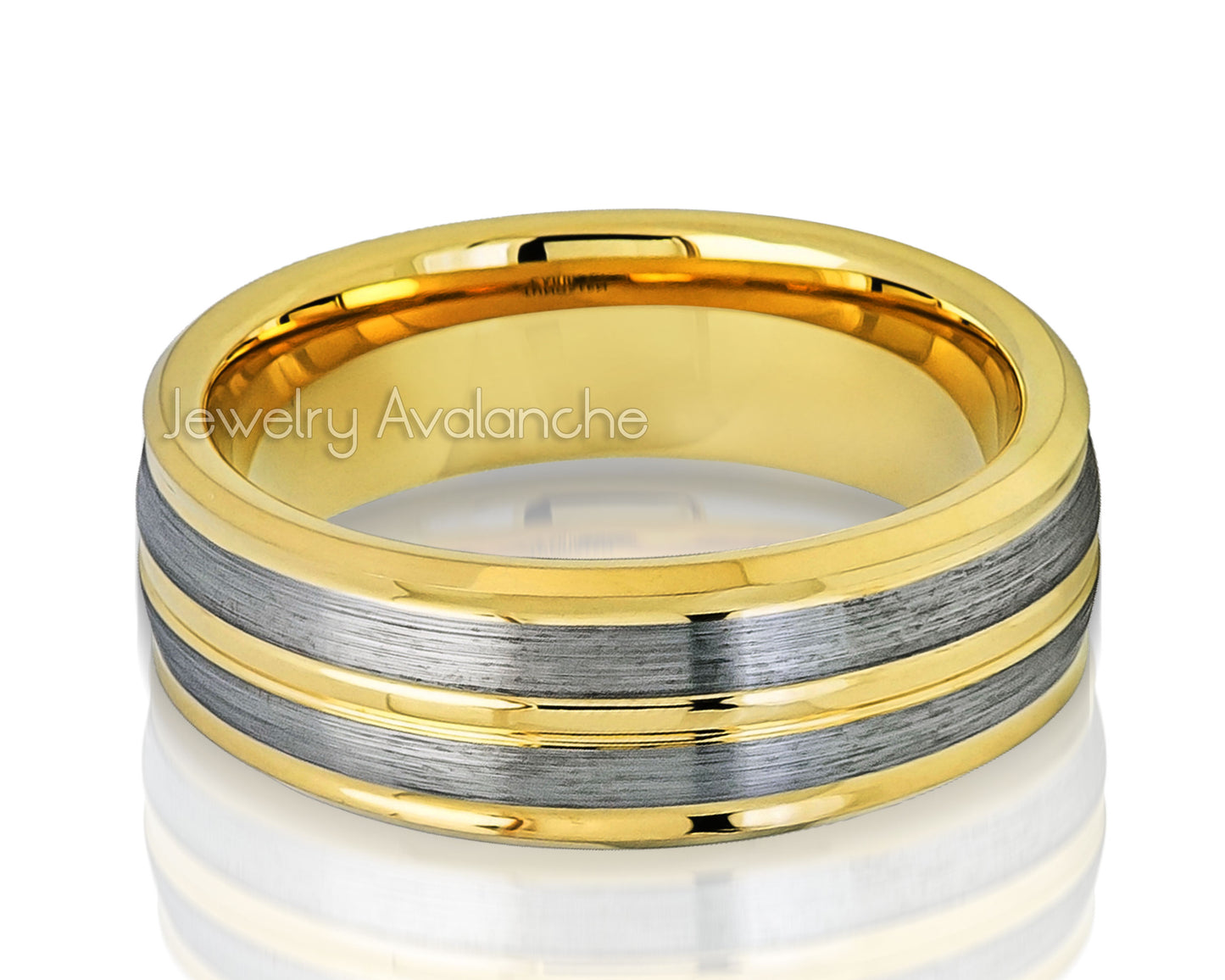 Jewelry Avalanche 2-Tone Gold & Silver Tungsten Carbide Wedding Band, Comfort-fit, 8mm
