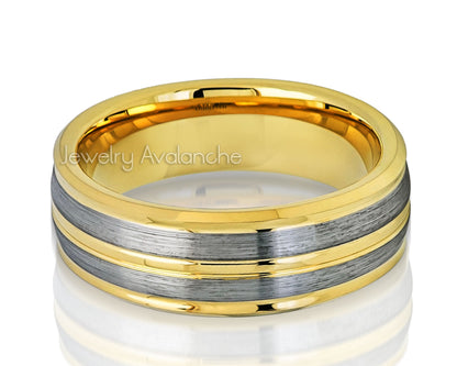 Jewelry Avalanche 2-Tone Gold & Silver Tungsten Carbide Wedding Band, Comfort-fit, 8mm