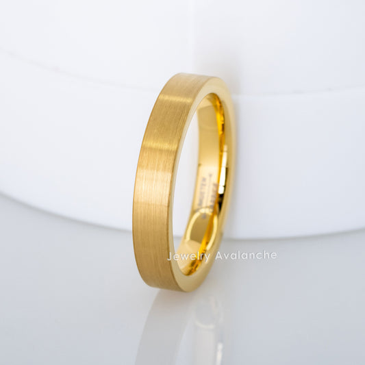 Jewelry Avalanche 4mm Pipe Cut Gold IP Tungsten Carbide Mens Womens Wedding Band