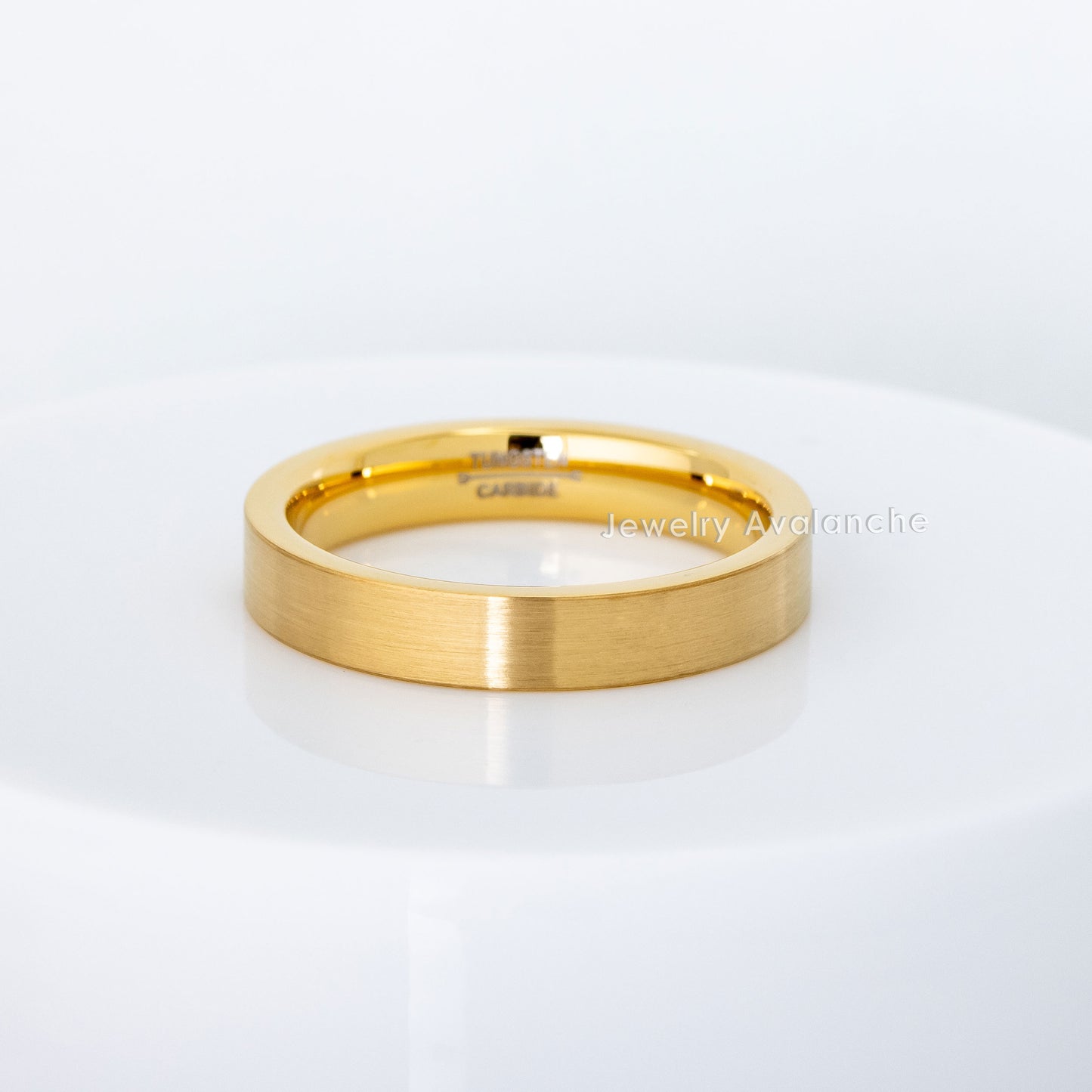 Jewelry Avalanche 4mm Pipe Cut Gold IP Tungsten Carbide Mens Womens Wedding Band