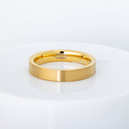Jewelry Avalanche 4mm Pipe Cut Gold IP Tungsten Carbide Mens Womens Wedding Band