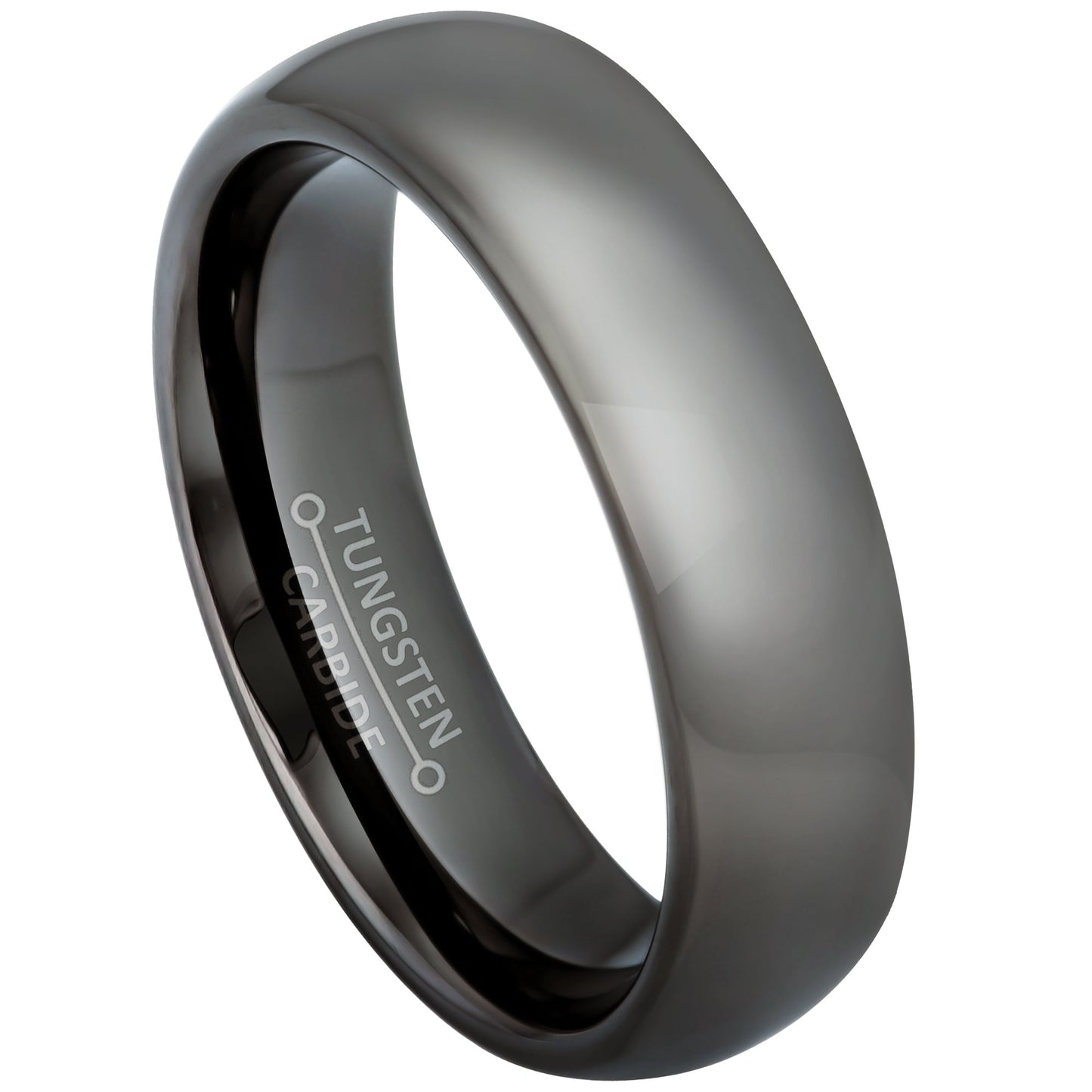 Jewelry Avalanche 6mm Dome Dark Gray IP Polished Tungsten Carbide Men Women Wedding Band