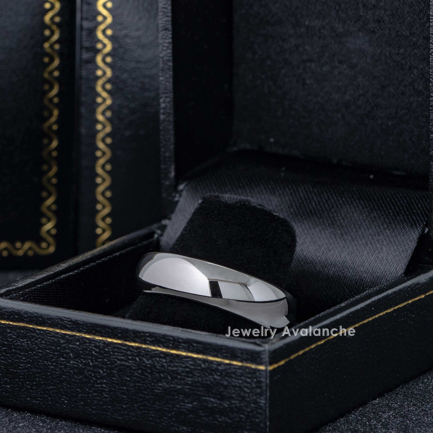 Jewelry Avalanche 6mm Dome Dark Gray IP Polished Tungsten Carbide Men Women Wedding Band