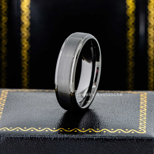 Jewelry Avalanche 6mm Dark-gray Tungsten Carbide Wedding Band, Comfort-fit, Unisex