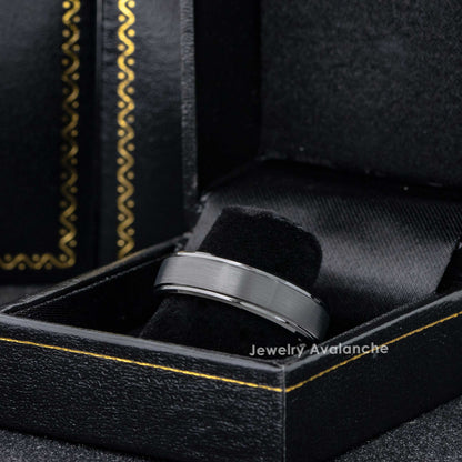 Jewelry Avalanche 6mm Dark-gray Tungsten Carbide Wedding Band, Comfort-fit, Unisex