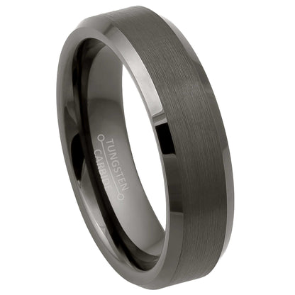 Jewelry Avalanche 6mm Beveled Gunmetal IP Tungsten Carbide Men Women Wedding Band