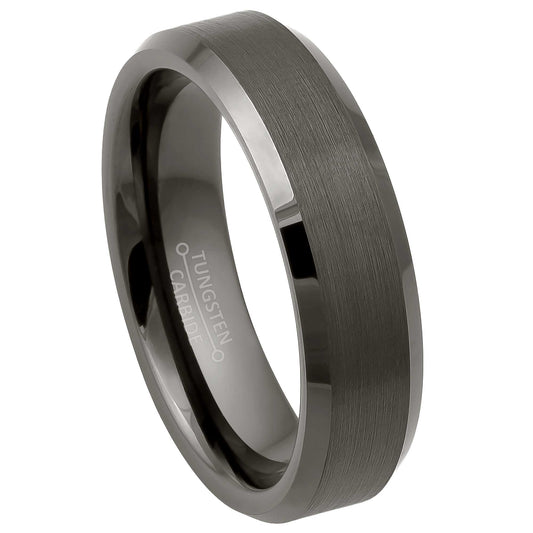 Jewelry Avalanche 6mm Beveled Gunmetal IP Tungsten Carbide Men Women Wedding Band