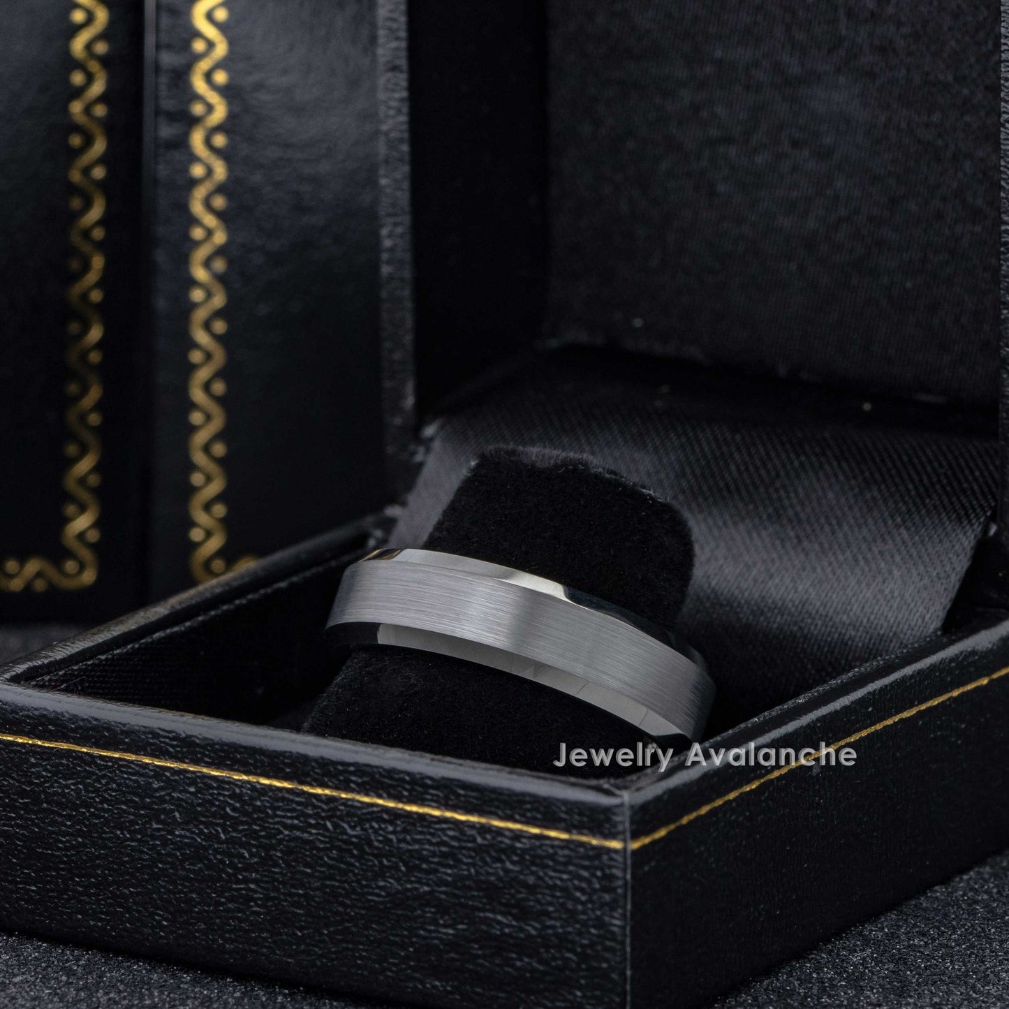 Jewelry Avalanche 6mm Beveled Gunmetal IP Tungsten Carbide Men Women Wedding Band