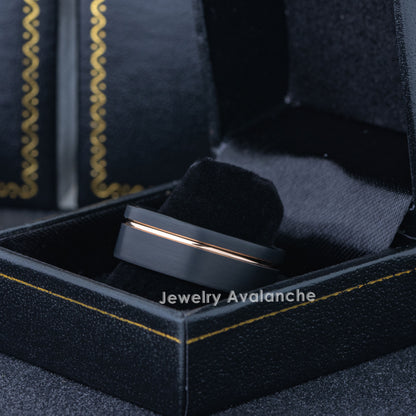 Jewelry Avalanche 8mm Pipe Cut Black IP Grooved Tungsten Carbide Mens Wedding Band