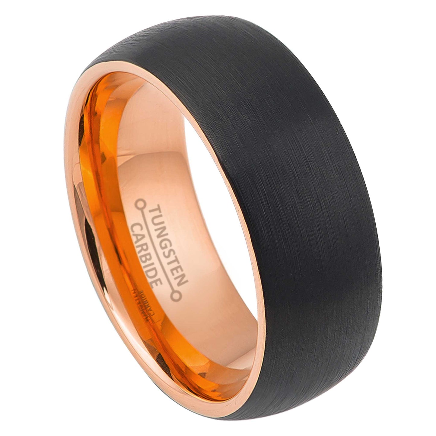 Jewelry Avalanche 8mm Dome Rose Gold & Black IP Tungsten Carbide Mens Wedding Band
