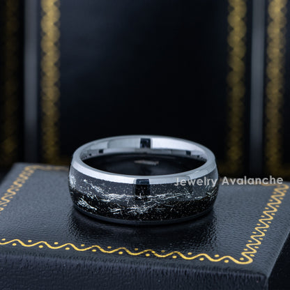 Jewelry Avalanche 8mm Dome Cosmic Galaxy Ring White Meteorite Tungsten Carbide Mens Wedding Band